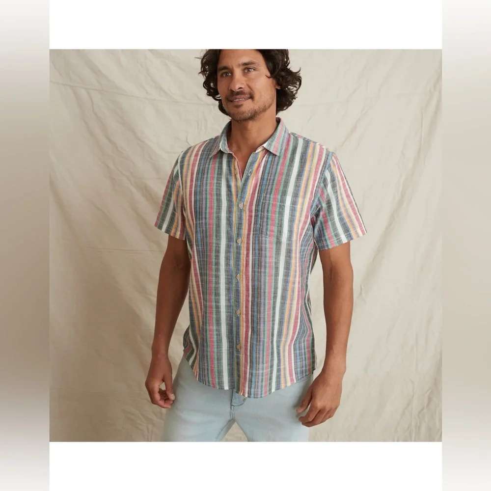 Marine Layer Bolivar Button Down in Multi Stripe 16704